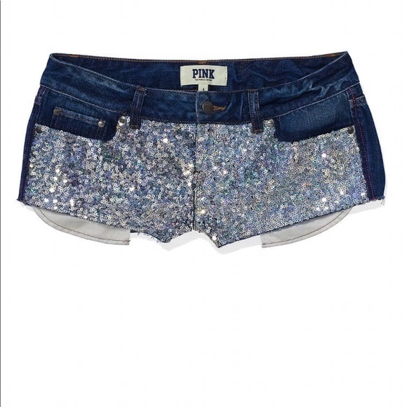 sequin jean shorts
